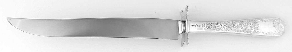Old Maryland-Engv (Sterling, 1936, No Monos) Large Stainless Blade Roast Carving Knife by Kirk Stieff-1