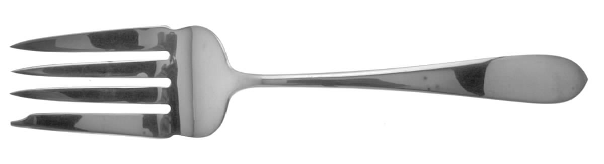 Plain Antique (Silverplate, 1980) Medium Solid Cold Meat Serving Fork by Kirk Stieff-1