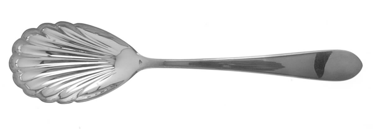 Plain Antique (Silverplate, 1980) Sugar Shell Spoon by Kirk Stieff-1