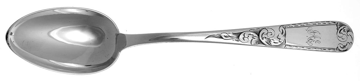 Plymouth-Engraved (Silverplate, 1980) Place/Oval Soup Spoon by Kirk Stieff-1