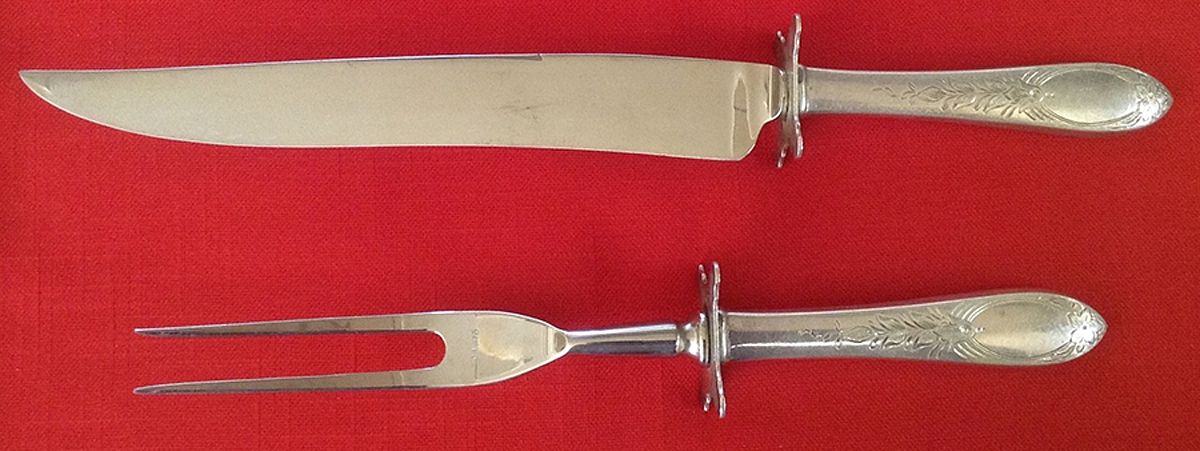 Primrose (Sterling, 1933) Small 2-Piece Steak Carving Set w/Stainless Blade by Kirk Stieff-1