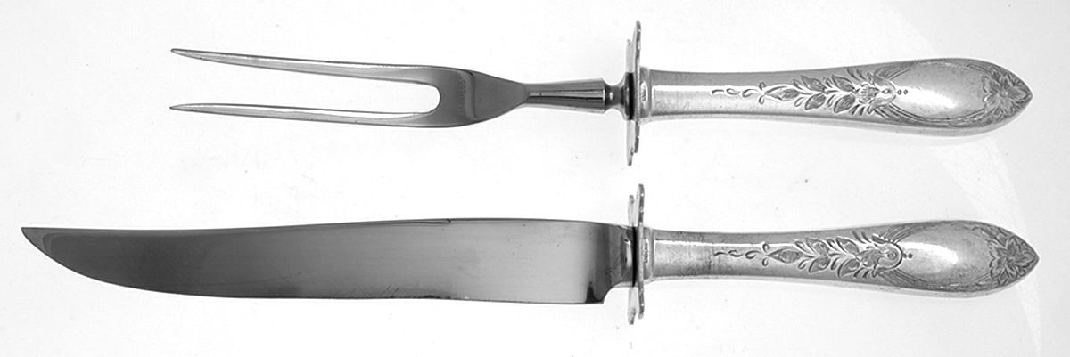 Primrose (Sterling, 1933) Small Steak 2-Piece Carving Set w/Stainless Blade by Kirk Stieff-1
