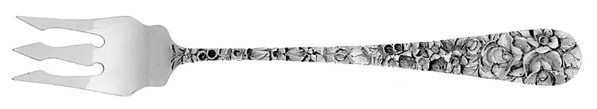Princess-Hand Chased (Sterling, 1915) Short Handle Pickle/Olive Fork by Kirk Stieff-1