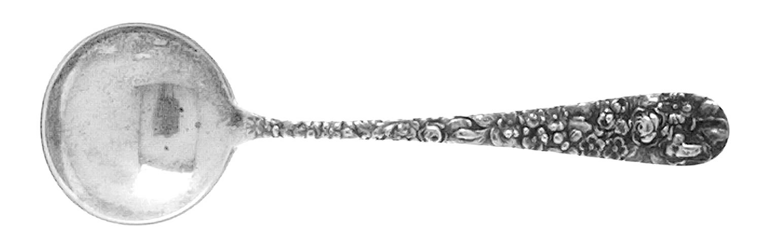 Princess-Hand Chased (Sterling, 1915) Large Round Bowl Soup Spoon (Bouillon) by Kirk Stieff-1