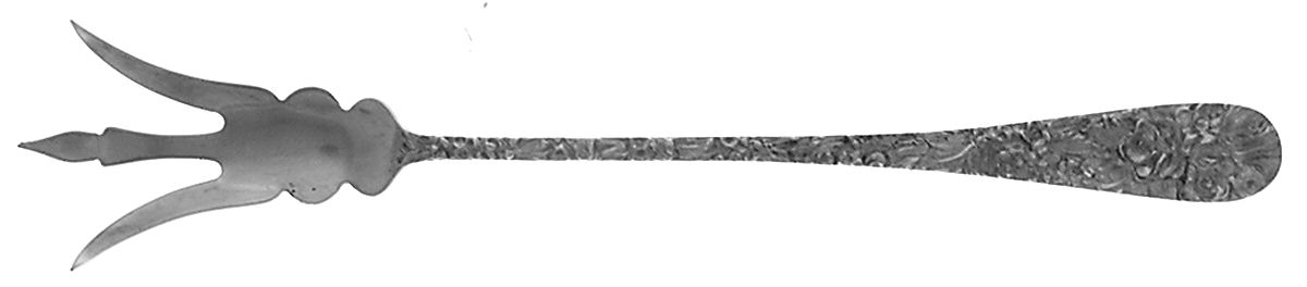 Princess-Hand Chased (Sterling, 1915) Large Lettuce Serving Fork by Kirk Stieff-1
