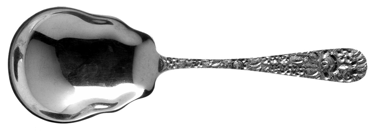 Princess-Hand Chased (Sterling, 1915) Small Solid Berry/Casserole Spoon by Kirk Stieff-1