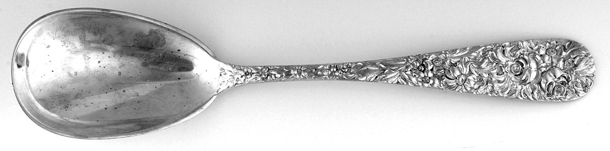 Princess-Hand Chased (Sterling, 1915) Large Jelly Spoon by Kirk Stieff-1