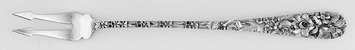 Princess-Hand Chased (Sterling, 1915) Long Handle Olive Fork by Kirk Stieff-1