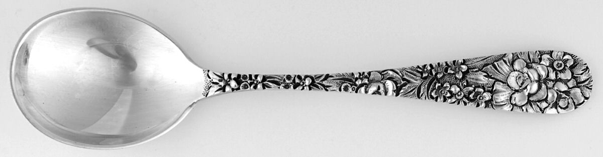 Princess-Hand Chased (Sterling, 1915) Round Bowl Soup Spoon (Gumbo) by Kirk Stieff-1