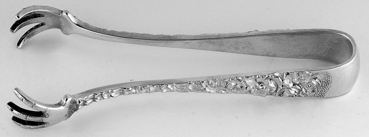 Princess-Hand Chased (Sterling, 1915) Small Sugar Tongs by Kirk Stieff-1