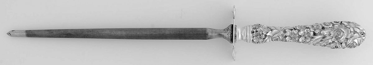 Princess-Hand Chased (Sterling, 1915) Small Steel Rod Sharpener Knife by Kirk Stieff-1