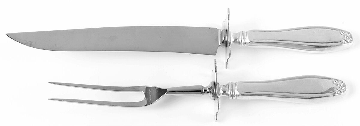Puritan (Sterling, 1922) Small Stainless Blade 2-Piece Steak Carving Set by Kirk Stieff-1