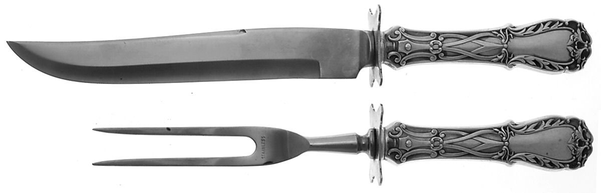 Quadrille (Sterling, 1950) Small Steak 2-Piece Carving Set w/Stainless Blade by Kirk Stieff-1