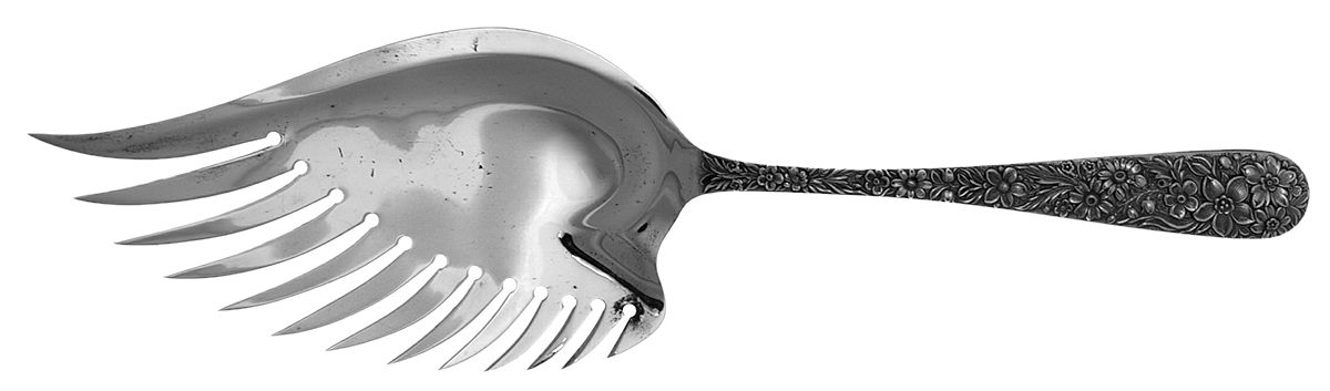 Repousse (Sterling, 1828) Solid Macaroni Server by Kirk Stieff-1
