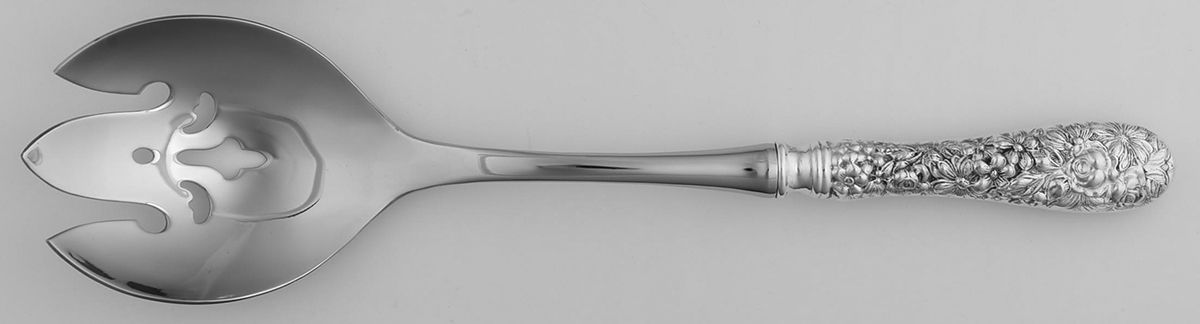 Repousse (Sterling, 1828) Salad Serving Fork with Stainless Prongs by Kirk Stieff-1