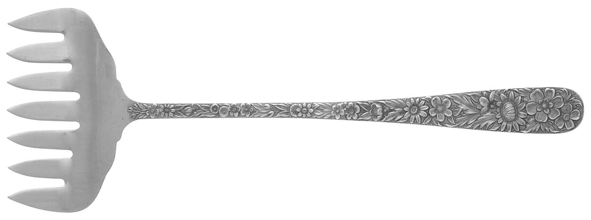Repousse (Sterling, 1828) Bacon Fork (All Solid Piece) by Kirk Stieff-1