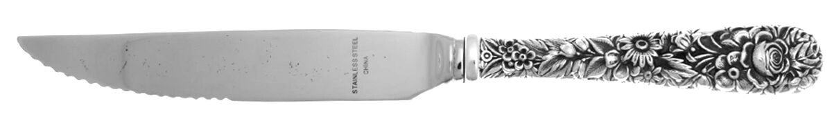 Repousse (Sterling, 1828) Steak Knife Individual Hollow, Serrate HC by Kirk Stieff-1