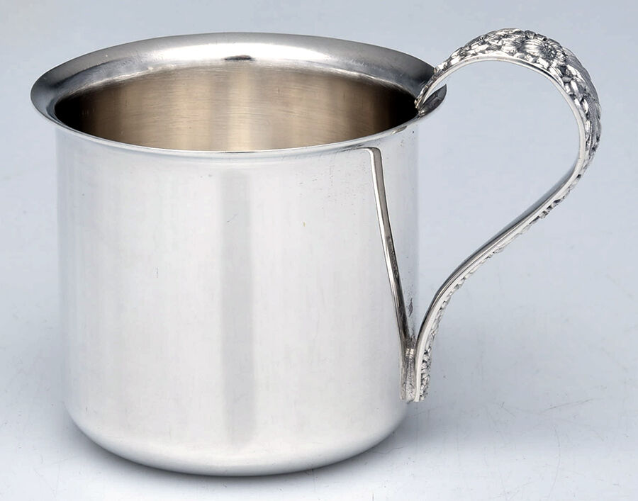 Repousse (Sterling, 1828) Baby Cup with Plated Cup and Sterling Handle HC by Kirk Stieff-1