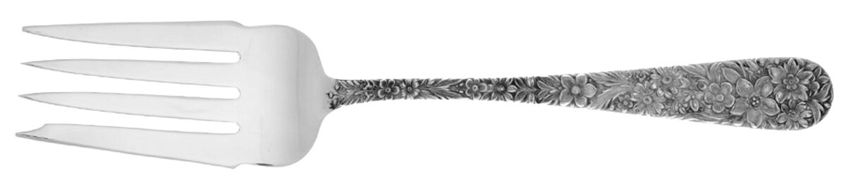 Repousse (Sterling, 1828) Medium Solid Cold Meat Serving Fork by Kirk Stieff-1