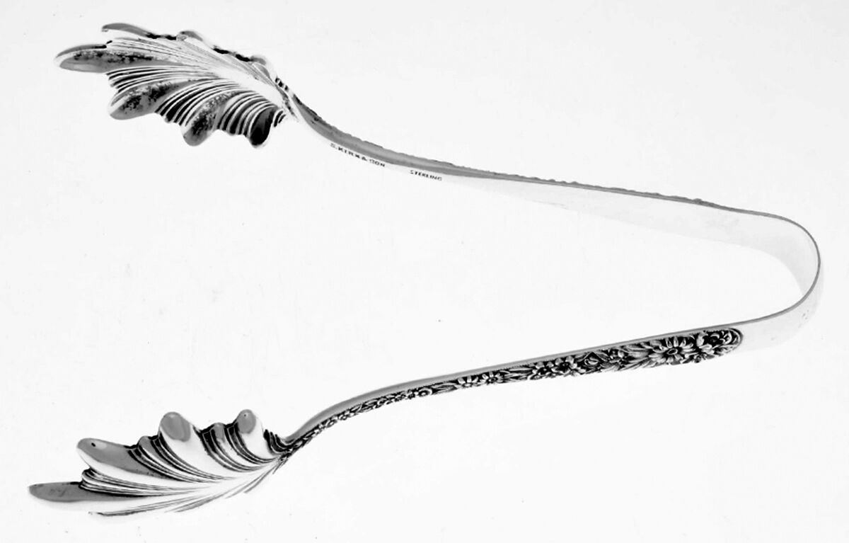 Repousse (Sterling, 1828) Large Ice Serving Tongs with Bowl Tips by Kirk Stieff-1