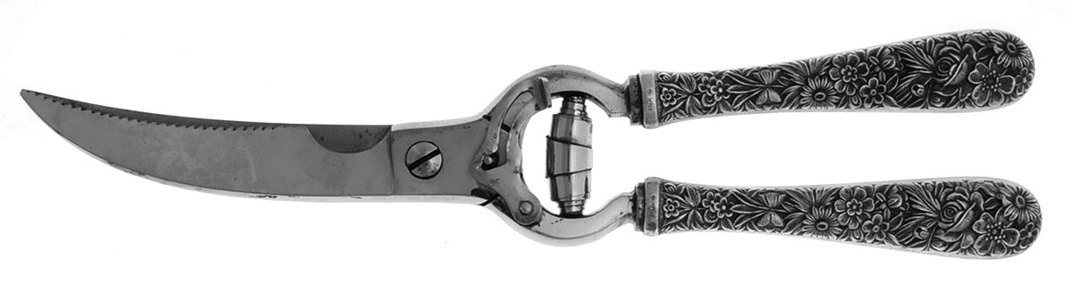 Repousse (Sterling, 1828) Poultry Shears with Stainless Blades by Kirk Stieff-1