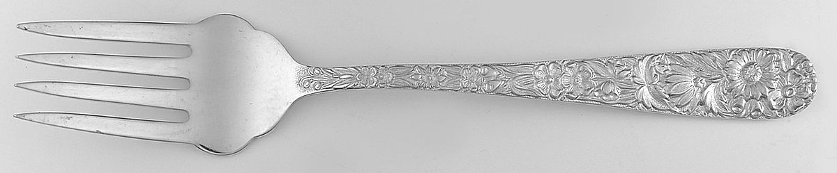 Repousse (Sterling, 1828) Individual Solid Fish Fork by Kirk Stieff-1