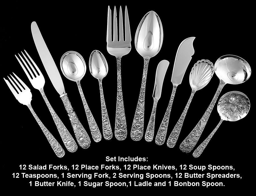 Repousse (Sterling, 1828) 79 Piece Set by Kirk Stieff-1