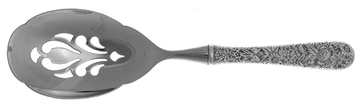 Repousse (Sterling, 1828) Pierced Serving Spoon with Stainless Bowl by Kirk Stieff-1