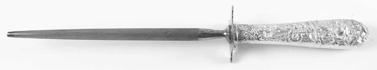 Repousse (Sterling, 1828) Large Roast Steel Rod Knife Sharpener by Kirk Stieff-1