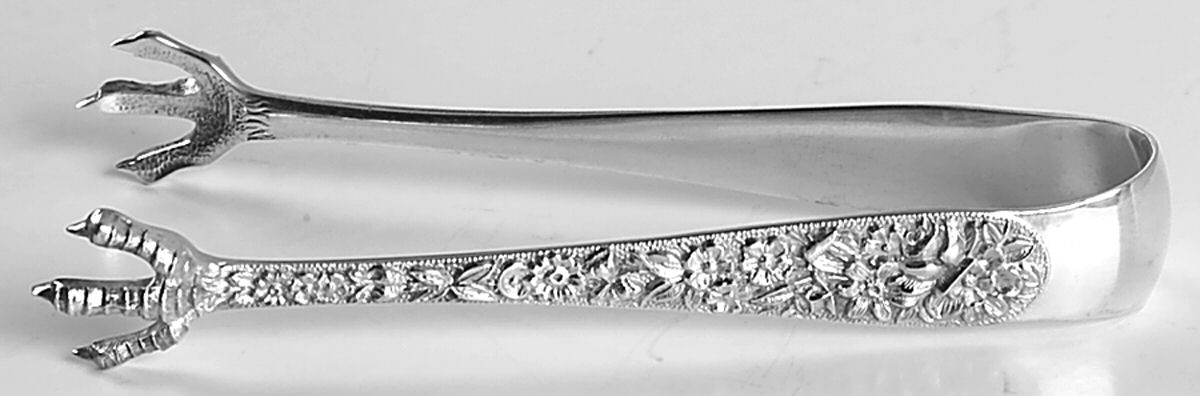 Repousse (Sterling, 1828) Small Sugar Tongs by Kirk Stieff-1