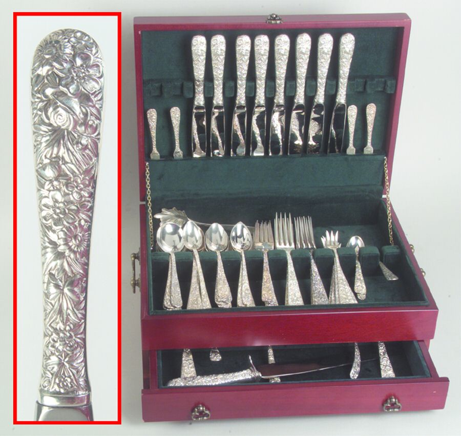 Repousse (Sterling, 1828) 100 Piece Set by Kirk Stieff-1