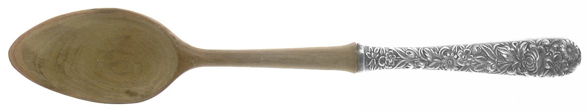 Repousse (Sterling, 1828) Spoon-Salad Serving/Medium Wooden Bowl by Kirk Stieff-1