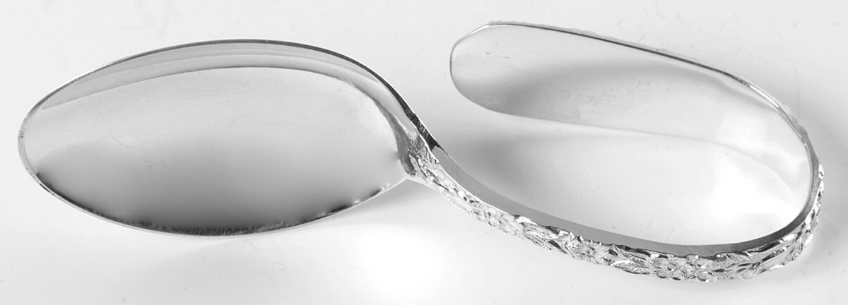 Repousse (Sterling, 1828) Curved Handle Baby Spoon by Kirk Stieff-1