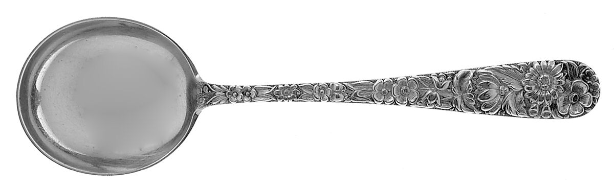 Repousse (Sterling, 1828) Large Round Bowl Soup Spoon (Bouillon) by Kirk Stieff-1