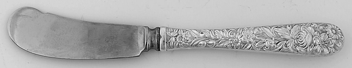 Repousse (Sterling, 1828) Butter Spreader Hollow Hdl-Paddle/Stainless Blade by Kirk Stieff-1