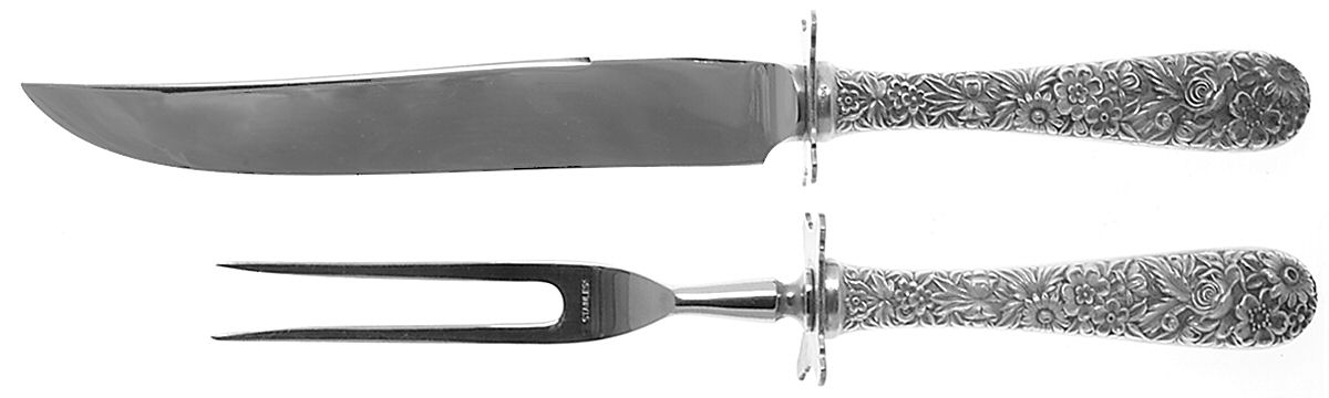Repousse (Sterling, 1828) Small Steak 2-Piece Carving Set w/Stainless Blade by Kirk Stieff-1