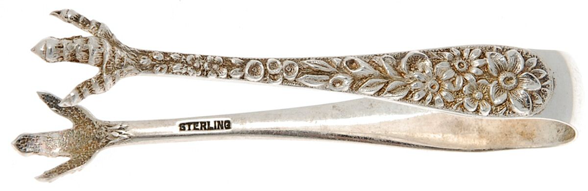 Repousse (Sterling, 1828) Bon Bon Tongs by Kirk Stieff-1