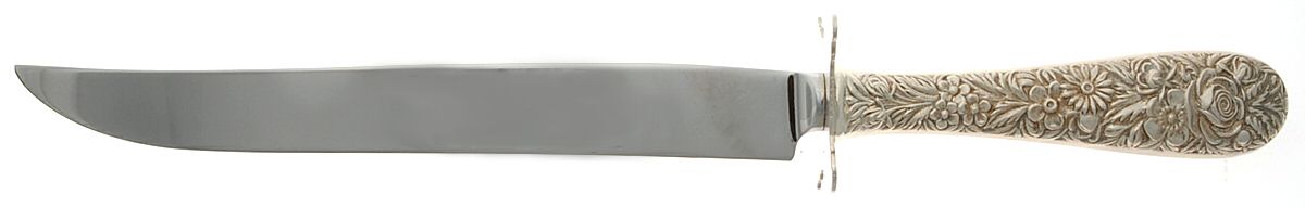 Repousse (Sterling, 1828) Large Stainless Blade Roast Carving Knife by Kirk Stieff-1