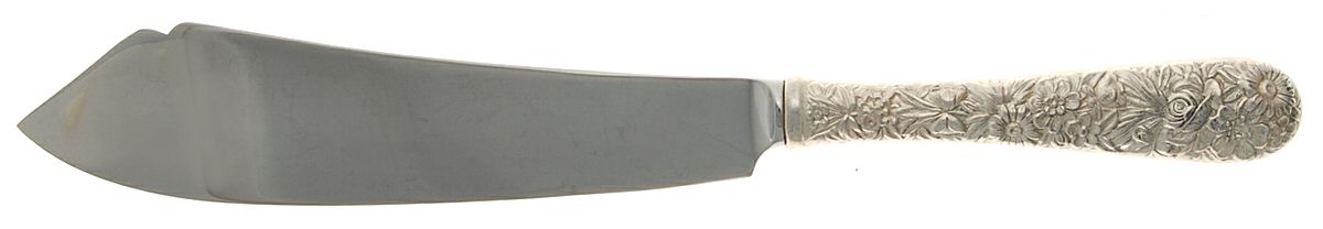 Repousse (Sterling, 1828) Cake Slicer with Stainless Blade by Kirk Stieff-1