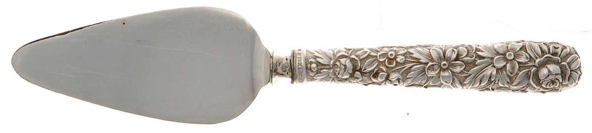 Repousse (Sterling, 1828) Cheese Server with Silverplate Blade by Kirk Stieff-1