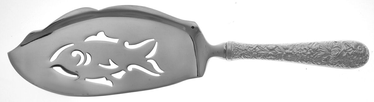 Repousse (Sterling, 1828) Fish Server, Stainless Blade with Pierced Bowl by Kirk Stieff-1