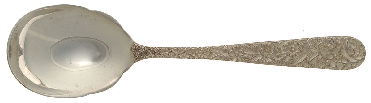 Repousse (Sterling, 1828) Oversize Solid Salad Serving Spoon by Kirk Stieff-1