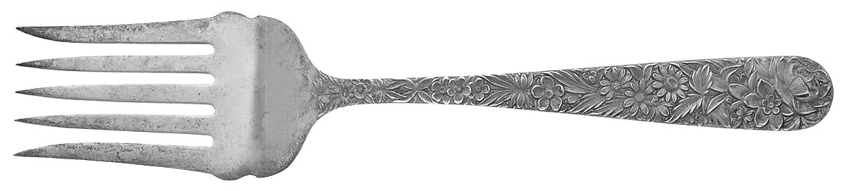 Repousse (Sterling, 1828) Oversize Solid Salad Servng Fork by Kirk Stieff-1