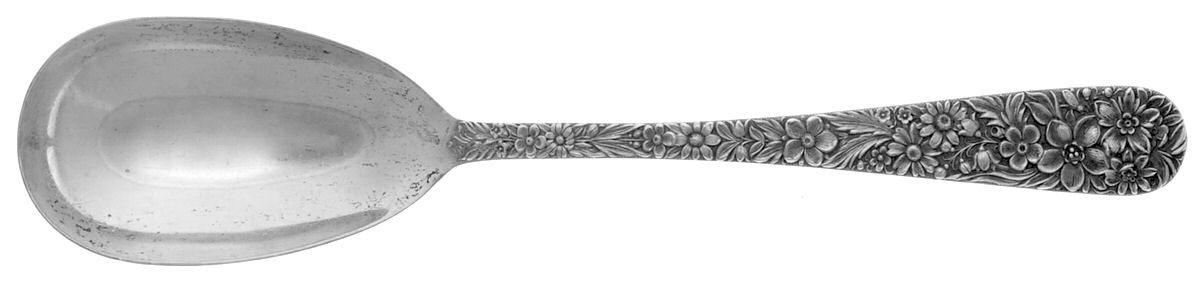 Repousse (Sterling, 1828) Solid Serving Spoon by Kirk Stieff-1