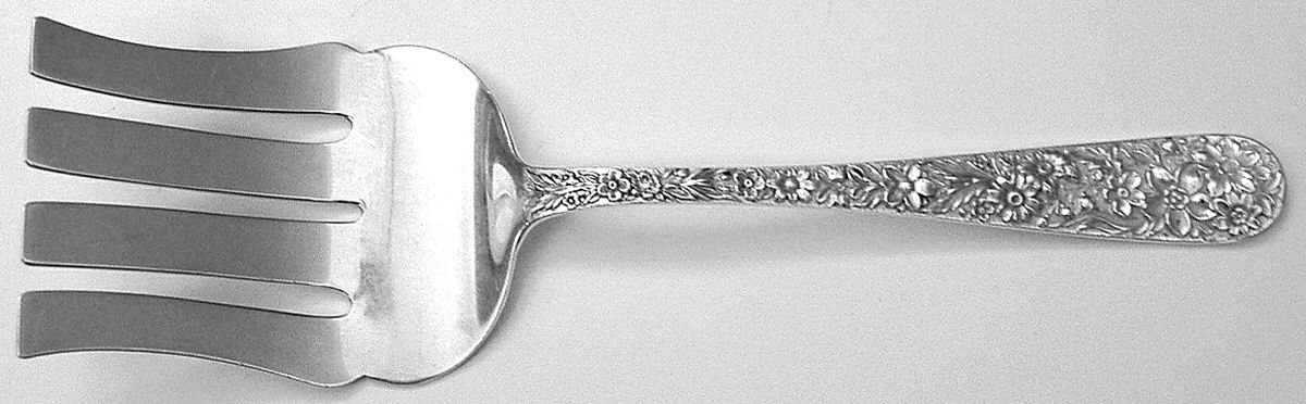 Repousse (Sterling, 1828) Small Solid Asparagus Serving Fork by Kirk Stieff-1