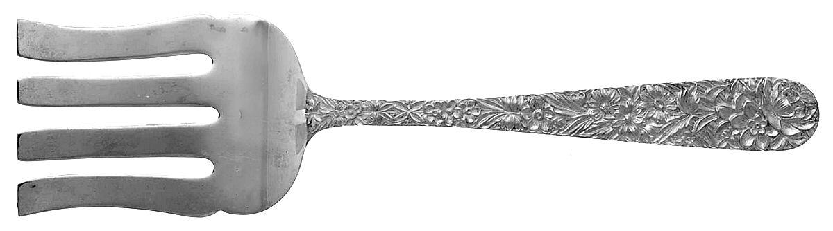 Repousse (Sterling, 1828) Large Solid Asparagus Serving Fork by Kirk Stieff-1