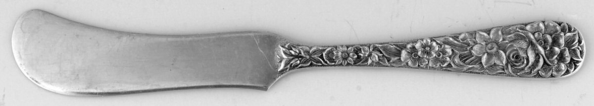 Repousse (Sterling, 1828) Flat Handle Butter Spreader by Kirk Stieff-1