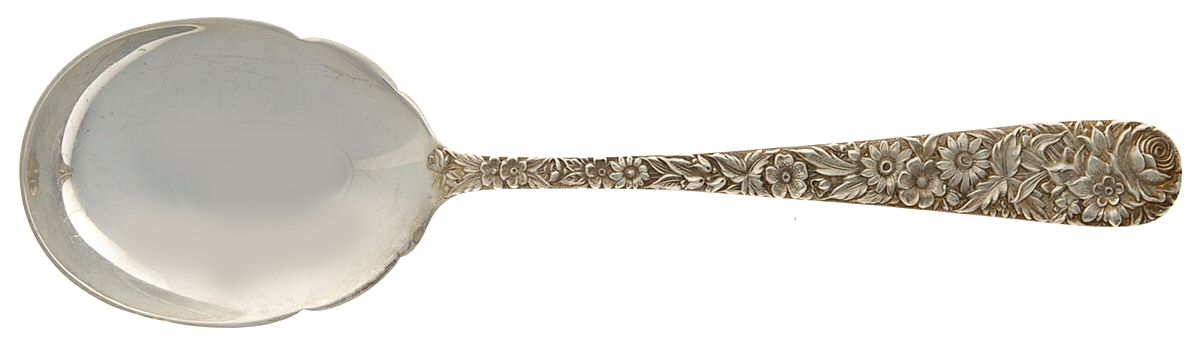 Repousse (Sterling, 1828) Small Solid Berry/Casserole Spoon by Kirk Stieff-1