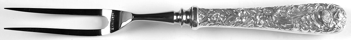 Repousse-Gold Vermeil (Sterling) Small Full Repousse Steak Carving Fork,Stnls Blade by Kirk Stieff-1