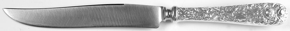 Repousse-Gold Vermeil (Sterling) Small Full Repousse Steak Carving Knife,Stnl Blade by Kirk Stieff-1
